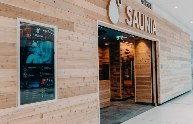Vchod do saunového světa Saunia v Central Kladno