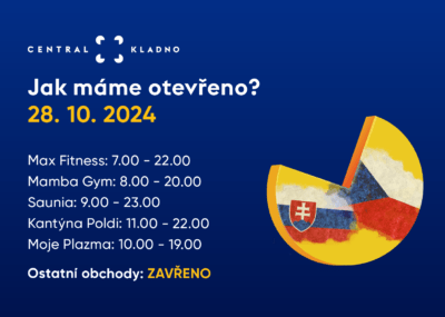 Central Kladno otevírací doba na státní svátek 28. 10. 2024