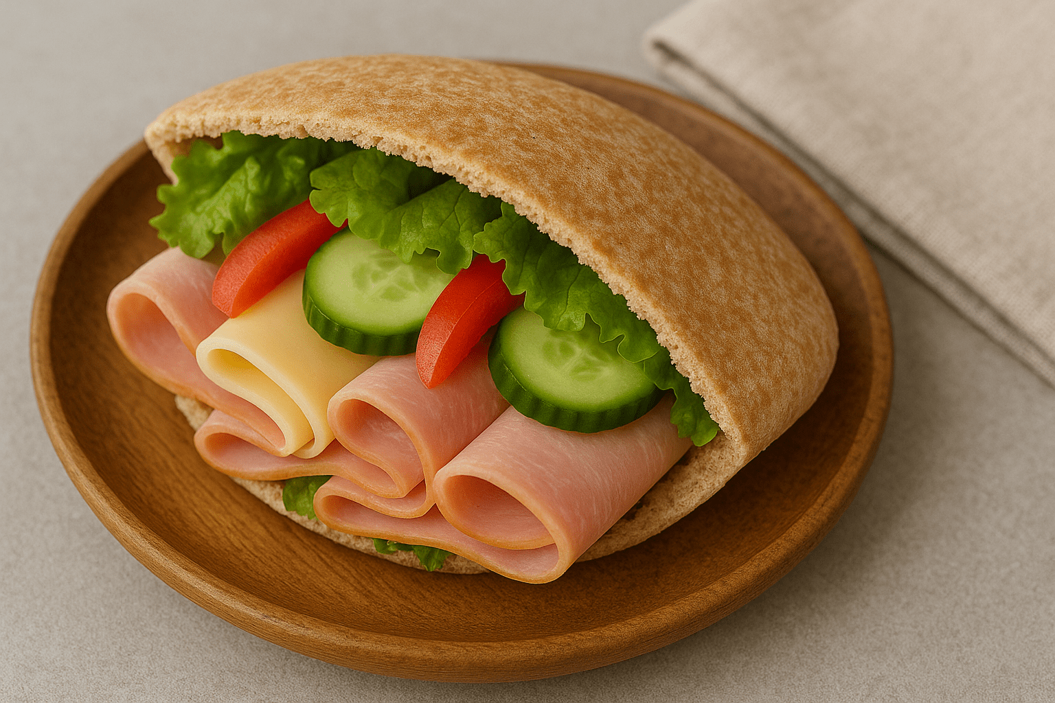 Chléb pita s čerstvými ingrediencemi