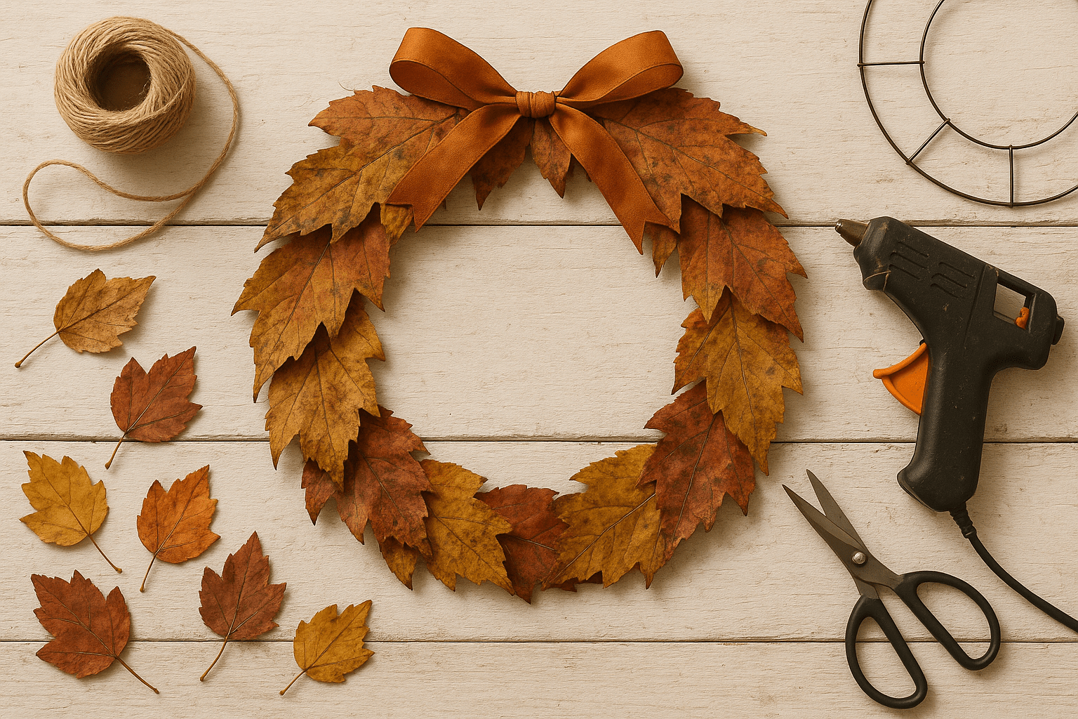 podzimní věnec v barevného listí