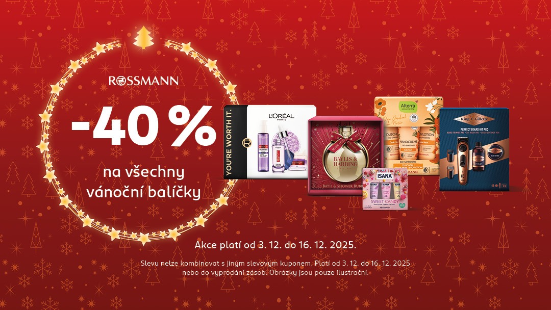 40% sleva na vánoční balíčky v Rossmannu