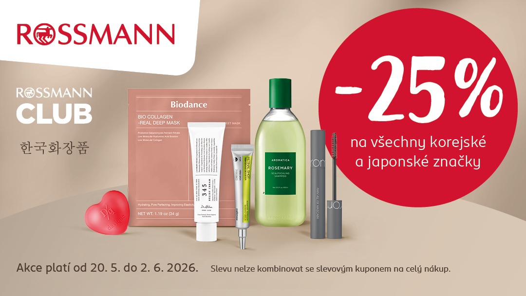25 % na všechny korejské a japonské značky Rossmann