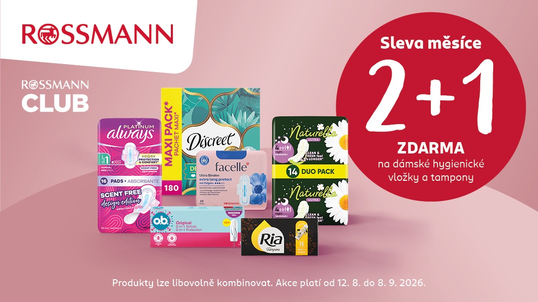 2+1 zdarma na dámskou hygienu Rossmann